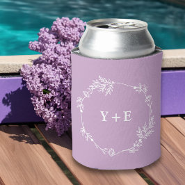 Enfriador De Latas Elegante Boda monogramado Lilac Purple simple