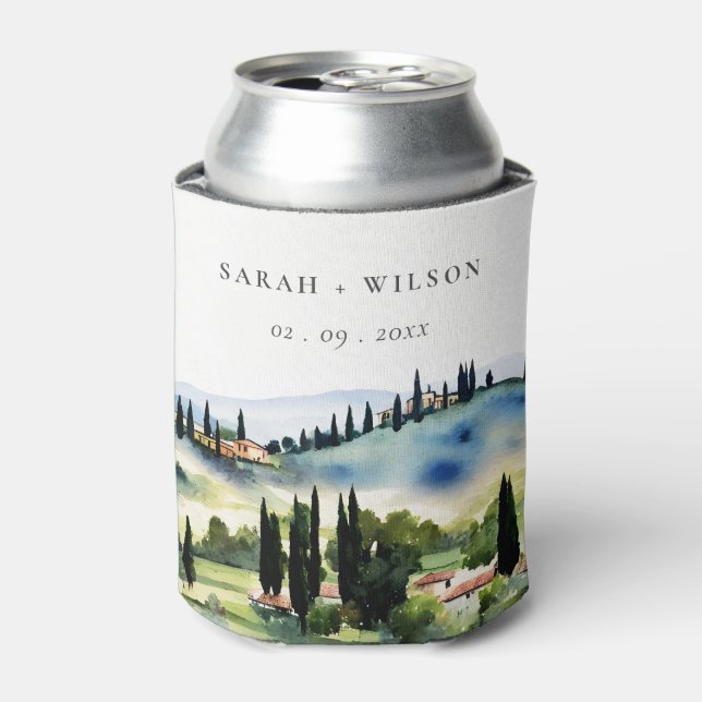 Enfriador De Latas Elegante Boda paisajístico toscano-italiano (Lata Anverso)