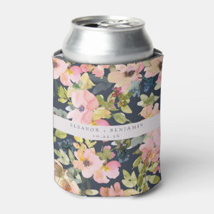 Enfriador De Latas Elegante Boda personalizada con acuarela de color 