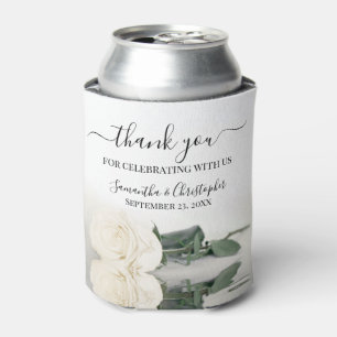 Enfriador De Latas Elegante Boda Romántico Rosa Blanca Gracias