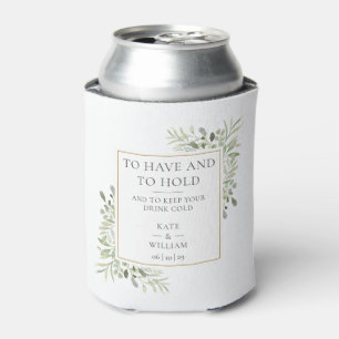 Enfriador De Latas Elegante Boda Rústica con Follaje Verde