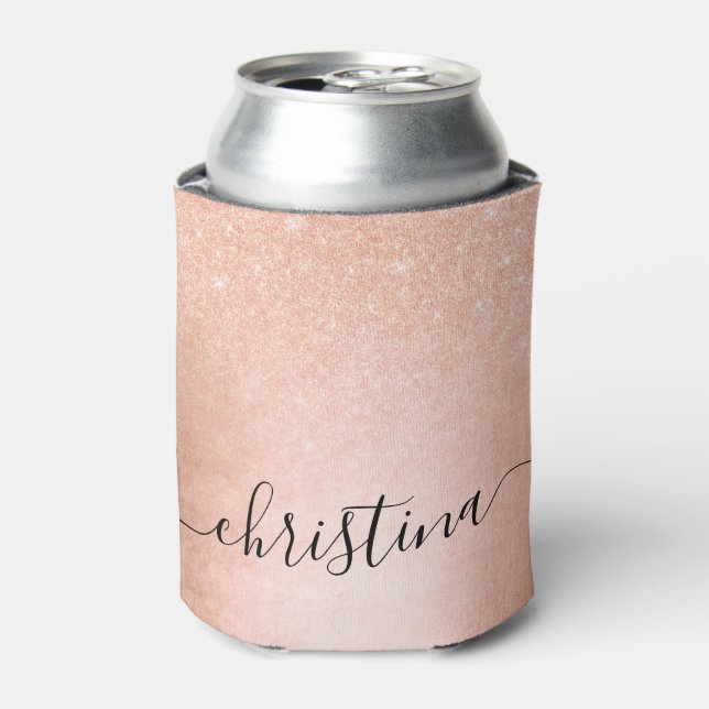Enfriador De Latas Elegante bonito gradiente rosa de cobre purpurina  (Lata Anverso)