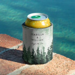 Enfriador De Latas Elegante bosque de pino acuático personalizado