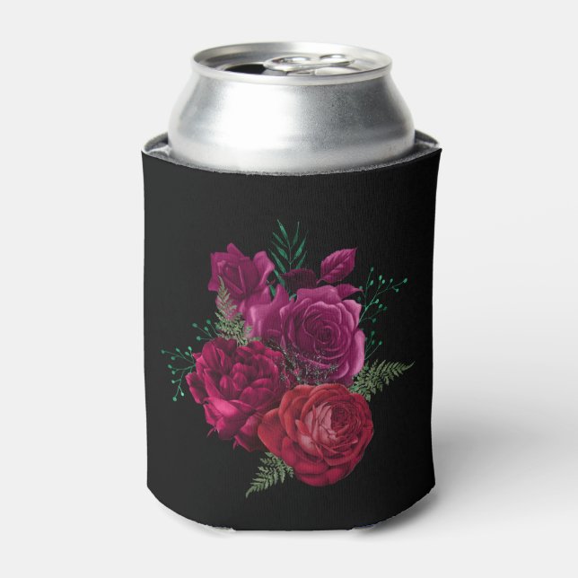 Enfriador De Latas Elegante Bouquet Magenta Rosa Floral (Lata Anverso)
