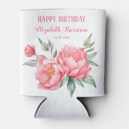 Enfriador De Latas Elegante Brunch Botánico de Aniversario de la Peon