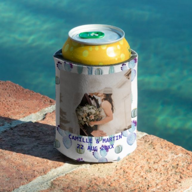 Enfriador De Latas Elegante Cactus Custom Wedding Photo Personalizado (Subido por el creador)