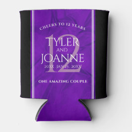 Enfriador De Latas Elegante celebración del 12º Aniversario del Boda 