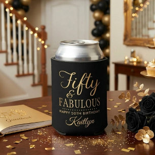 Enfriador De Latas Elegante Cincuenta y ¡Fab-uloso! Fiesta de Cumplea