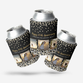 Enfriador De Latas Elegante Collage de Fotos Bodas de Oro Plata y Dor