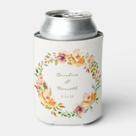 Enfriador De Latas Elegante Color Acuarela Floral Boda Personalizado 