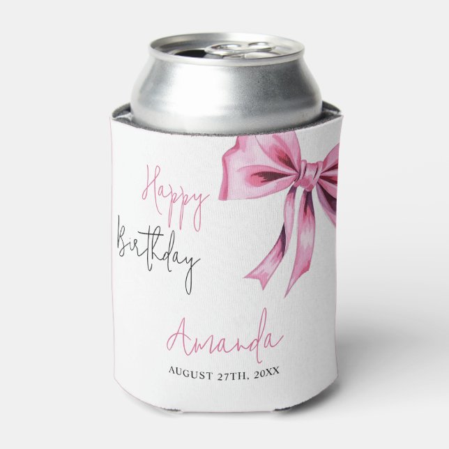 Enfriador De Latas Elegante Coquette Rosa Bow Sweet 16 Cumpleaños (Lata Anverso)