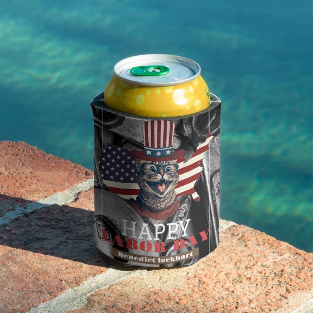 Enfriador De Latas Elegante Día del Trabajador Solidario con bandera  (Piscina in situ)