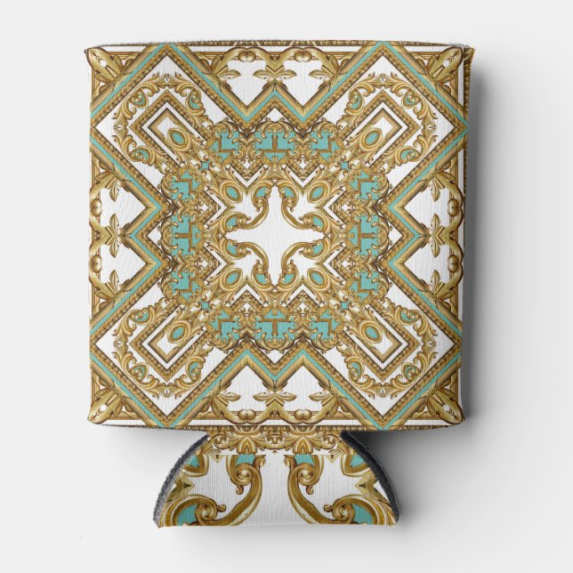 Enfriador De Latas Elegante diseño barroco dorado, ornamental. (Anverso)