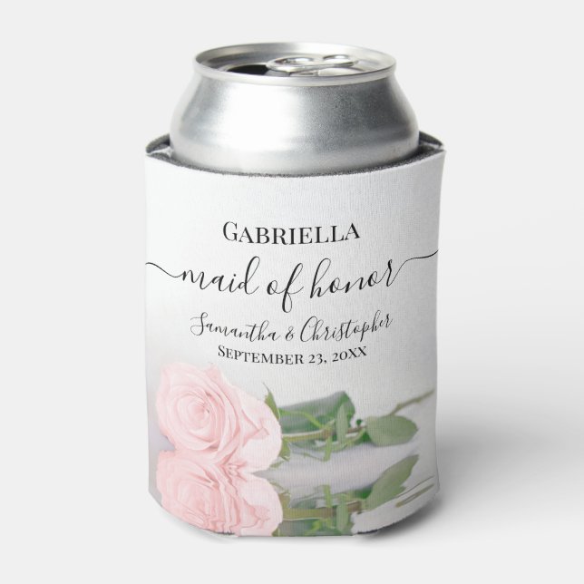 Enfriador De Latas Elegante doncella rosa rosada de Rubor de Boda de  (Lata Anverso)