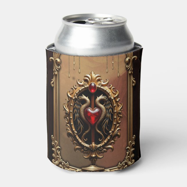 Enfriador De Latas Elegante emblema de lujo del corazón. (Lata Anverso)