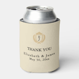 Enfriador De Latas Elegante Escudo de Dinero Antiguo - Boda de Marfil