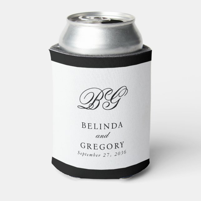 Enfriador De Latas Elegante favorito de matrimonio blanco negro (Reverso de la lata)