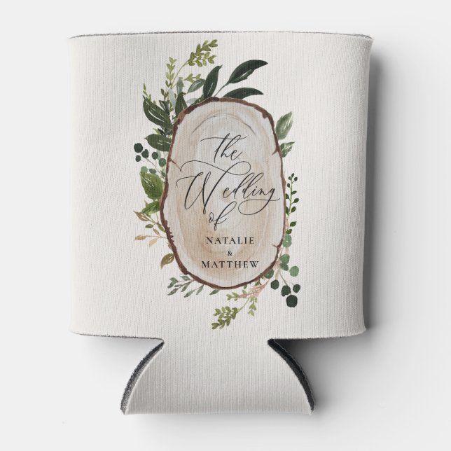 Enfriador De Latas Elegante fiesta de bodas rústica de vegetación bot (Anverso)