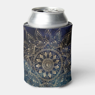 Enfriador De Latas Elegante galaxia azul Mandala dorada