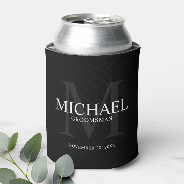 Enfriador De Latas Elegante Groomsmen Negro Personalizado (Subido por el creador)
