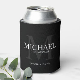 Enfriador De Latas Elegante Groomsmen Negro Personalizado