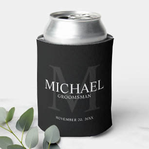 Enfriador De Latas Elegante Groomsmen Negro Personalizado
