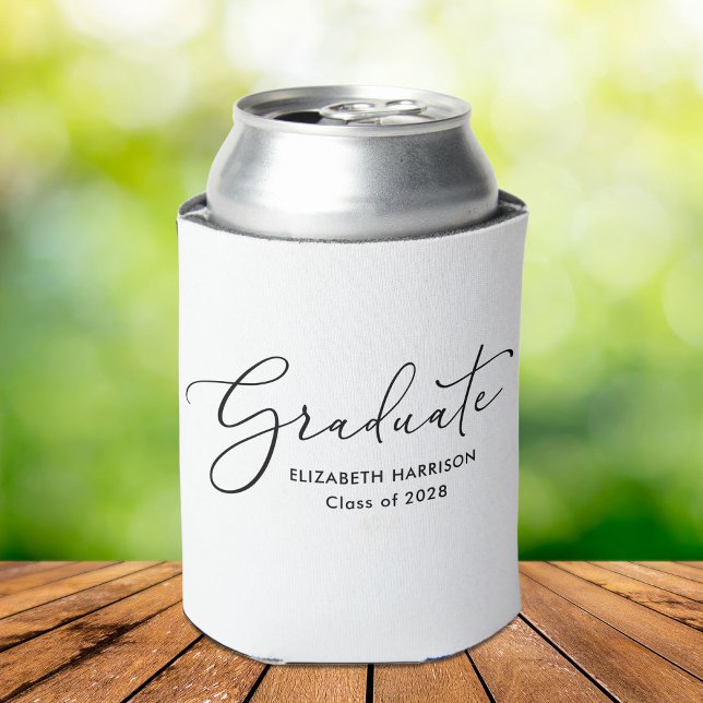 Enfriador De Latas Elegante guión de graduación en blanco (Subido por el creador)