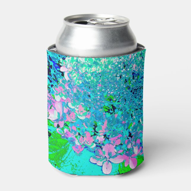Enfriador De Latas Elegante Hydrangea de luz rosa y azul (Lata Anverso)
