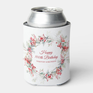 Enfriador De Latas Elegante invierno Berry Botánico 100 cumpleaños