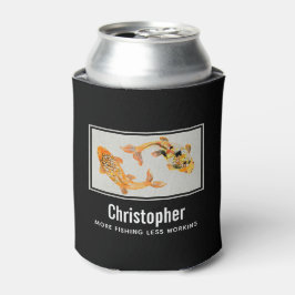Enfriador De Latas Elegante Koi Oro Pescado Más Pesca Menos Trabajo