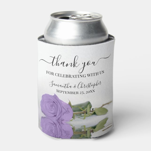 Enfriador De Latas Elegante Lavanda Rosa Púrpura Boda Gracias (Lata Anverso)