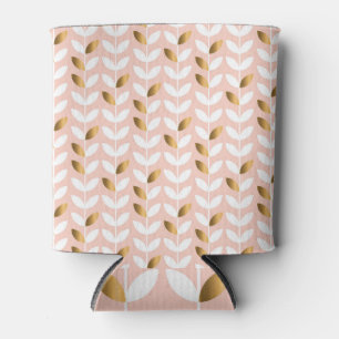 Enfriador De Latas Elegante Leafs de Oro: Rosy Vintage.