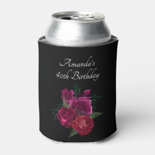 Enfriador De Latas Elegante Magenta Rosa Floral Bouquet Cumpleaños