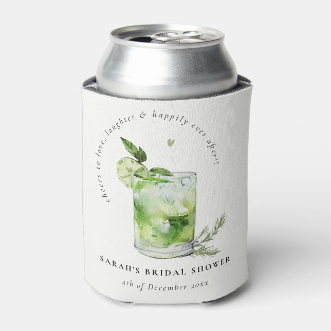 Enfriador De Latas Elegante Margarita Verde Cocktail Bridal Shower (Lata Anverso)