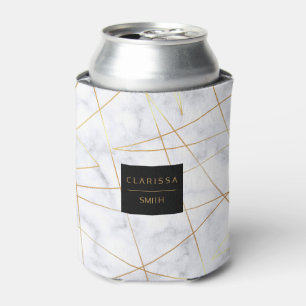 Enfriador De Latas elegante mármol blanco de color blanco falso dora