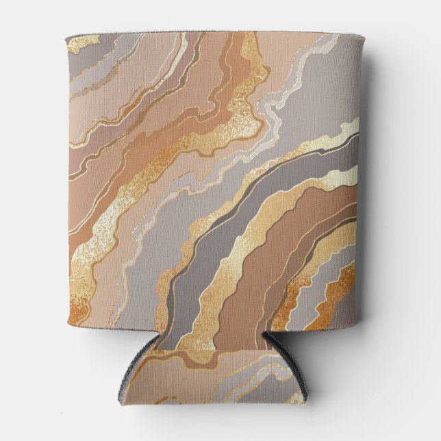 Enfriador De Latas Elegante Mármol Dorado: Fondo Estilizado. (Anverso)