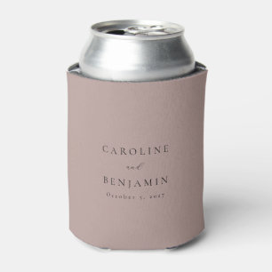 Enfriador De Latas Elegante Minimalista Dusty Mauve Calligraphy Boda
