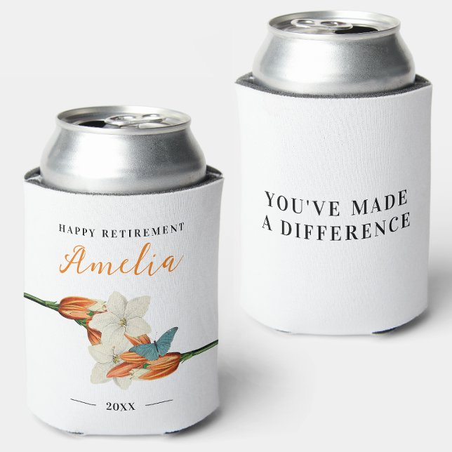 Enfriador De Latas Elegante Moda Elegante Blanco Retiro Nombre Floral (Subido por el creador)