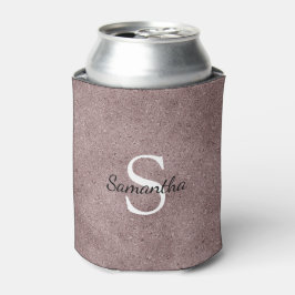 Enfriador De Latas Elegante Monograma de Purpurina de Oro Rosa