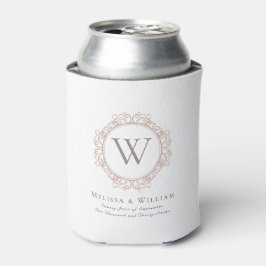 Enfriador De Latas Elegante Monograma Escudo Boda blanco