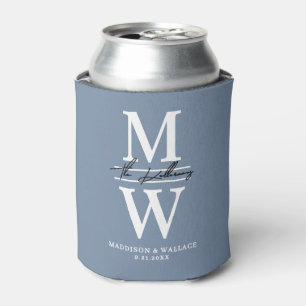 Enfriador De Latas Elegante Monograma Minimalista Moderno de Boda