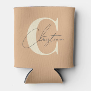 Enfriador De Latas Elegante Monograma Moderno de Mitad de Siglo Besos