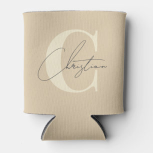 Enfriador De Latas Elegante Monograma Moderno de Mitad de Siglo Duna