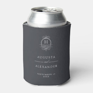 Enfriador De Latas Elegante Monograma Nombres de boda personalizados