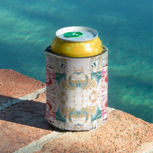 Enfriador De Latas Elegante Mosaico de Arte Fluido de Mármol Rosa y T