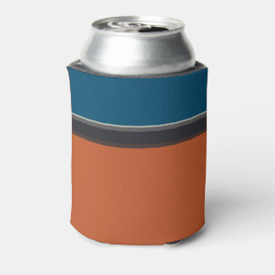 Enfriador De Latas Elegante Naranja de la Marina Gris Plata Bandas Az