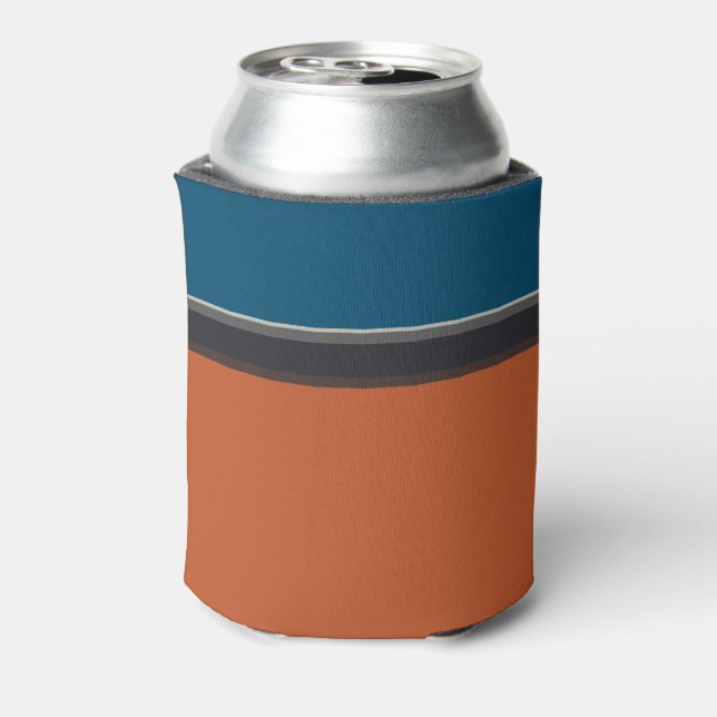 Enfriador De Latas Elegante Naranja de la Marina Gris Plata Bandas Az (Reverso de la lata)