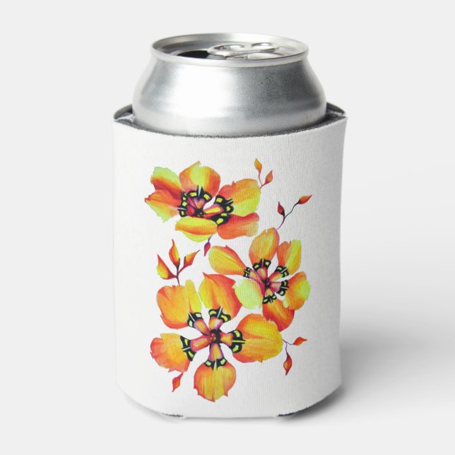 Enfriador De Latas Elegante Naranja Esparaxis Retro Pintado A Mano (Lata Anverso)