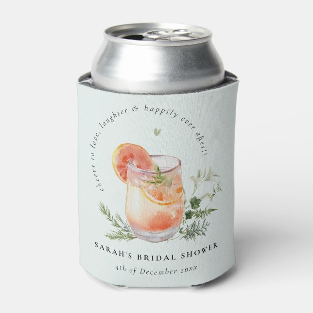 Enfriador De Latas Elegante Naranja Verde azulado Green Cocktail Brid (Lata Anverso)
