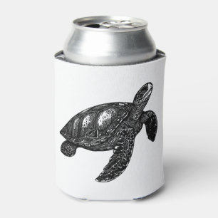 Enfriador De Latas Elegante Natación Antigua Tortuga de Agua Copia